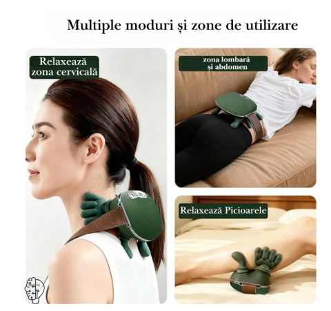 Aparat Masaj Cervical Gat si Umeri 4D cu Incalzire, Fara Fir, Masaj Tip Mana Umana, 3 Moduri, Autonomie pana la 12 Zile, Ideal pentru Relaxare si Dureri Musculare [8]