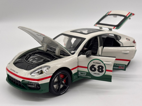 Automachetă Porsche Panamera, 20 cm, Funcție Pull-Back, Uși, Portbagaj și Capotă Deschizătoare, Lumină, Sunet și Efect de Fum (Baterii Incluse) [8]