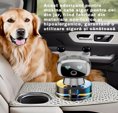 Odorizant Auto Design Robot – Reîncărcabil, Ochi Animati, Parfum Inclus, Fixare pe Bord cu Bandă Specială inclusa [4]