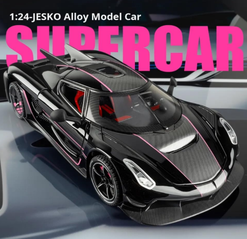 Mașină din Metal Koenigsegg Jesko 1:24, Model Hypercar cu Pullback, Uși Deschizătoare în Sus, Lumini și Sunete, 20 cm [4]