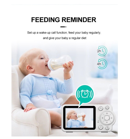 Baby Monitor Video 2.4GHz fara WiFi cu Camera si Ecran 7 cm, Viziune Nocturna HD, Detectare Plans, Monitorizare Temperatura, Comunicare Bidirectionala, Alarmă pentru hrănire, Muzica pentru Bebelu [5]