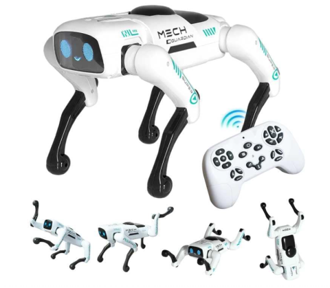 Gadgeturi și Electronice - Robot Caine Inteligent cu Telecomanda, Jucarie Interactiva STEM Programabila, Muzica, Povesti si Dans, RC Robo Dog pentru Copii