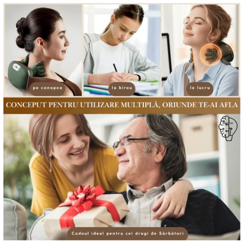 Aparat Masaj Cervical Gat si Umeri 4D cu Incalzire, Fara Fir, Masaj Tip Mana Umana, 3 Moduri, Autonomie pana la 12 Zile, Ideal pentru Relaxare si Dureri Musculare [5]