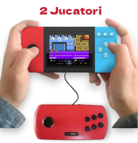 Electronice - Consolă Portabilă Jocuri Retro – Conectare AV la TV,  Controler pentru 2 Jucători, Ecran 2.8” HD Color, 500 Jocuri Incluse, Baterie Reîncărcabilă 800mAh