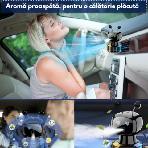 Odorizant Auto Design Robot – Reîncărcabil, Ochi Animati, Parfum Inclus, Fixare pe Bord cu Bandă Specială inclusa [9]