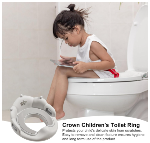 Colac Toaleta Copii cu Spatar si Manere, Adaptor WC Copii Antiderapant 40 cm, Scaun Toaleta Copii [2]