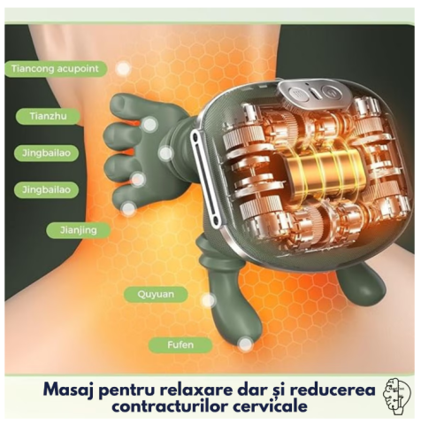 Aparat Masaj Cervical Gat si Umeri 4D cu Incalzire, Fara Fir, Masaj Tip Mana Umana, 3 Moduri, Autonomie pana la 12 Zile, Ideal pentru Relaxare si Dureri Musculare [4]