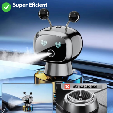 Odorizant Auto Design Robot – Reîncărcabil, Ochi Animati, Parfum Inclus, Fixare pe Bord cu Bandă Specială inclusa [7]