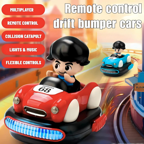 Set 2 Mașinuțe cu Telecomandă – Sunete și Lumini, Control pentru 2 Jucători, Roșie și Albastră,360° Drift, Multiplayer [1]