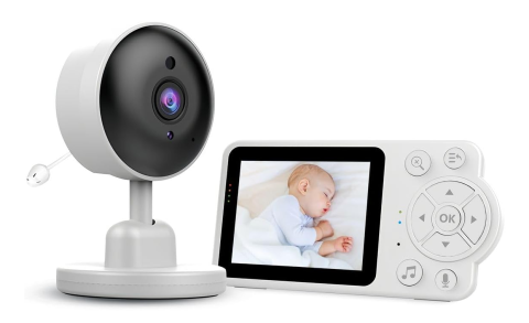 Baby Monitor Video 2.4GHz fara WiFi cu Camera si Ecran 7 cm, Viziune Nocturna HD, Detectare Plans, Monitorizare Temperatura, Comunicare Bidirectionala, Alarmă pentru hrănire, Muzica pentru Bebelu [12]