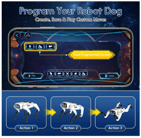 Robot Caine Inteligent cu Telecomanda, Jucarie Interactiva STEM Programabila, Muzica, Povesti si Dans, RC Robo Dog pentru Copii [6]