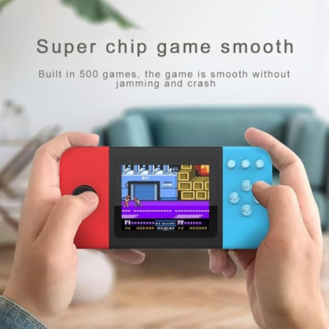 Consolă Portabilă Jocuri Retro – Conectare AV la TV,  Controler pentru 2 Jucători, Ecran 2.8” HD Color, 500 Jocuri Incluse, Baterie Reîncărcabilă 800mAh [1]