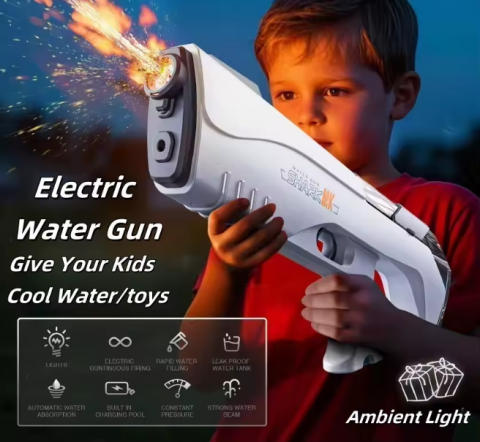 Pistol cu Apa Electric SHARK MX – Îl Scufunzi, Absoarbe Apa și Trage Puternic! Baterie Reîncărcabilă, Jet Lung 11m, 40 cm [3]