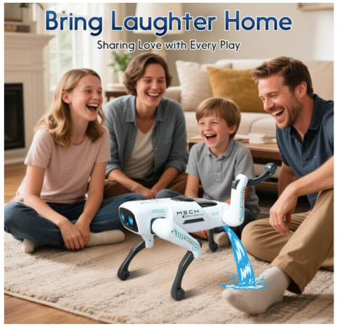 Robot Caine Inteligent cu Telecomanda, Jucarie Interactiva STEM Programabila, Muzica, Povesti si Dans, RC Robo Dog pentru Copii [7]