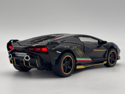Automachetă Lamborghini Sian, din Metal, 1:32, Funcție Pull-Back, Uși și Capotă Deschizătoare, Sunete și Lumini, 16 cm [10]