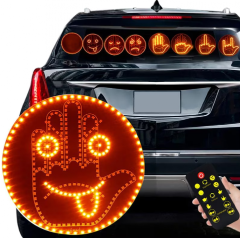 Mana Lumină LED cu Emoji și Gesturi pentru Lunetă – Control Wireless cu Telecomandă, 14,5 cm, 12 Funcții Animate, cu Benzi Adezive pentru Montaj incluse [4]