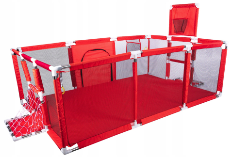 Țarc pentru Bebelusi 180x120x64 cm, Cu 30 de Bile, Mini Coș de Baschet, Poartă de Fotbal, Acces cu Fermoar și Montaj Ușor [1]