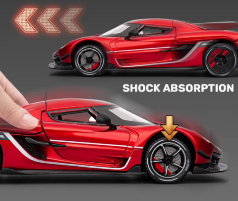 Mașină din Metal Koenigsegg Jesko 1:24, Model Hypercar cu Pullback, Uși Deschizătoare în Sus, Lumini și Sunete, 20 cm [4]