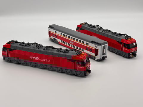 2 Locomotive Electrice cu Vagon din Metal – 70 cm Lungime Totală, Sunete și Lumini, Baterii Incluse [2]