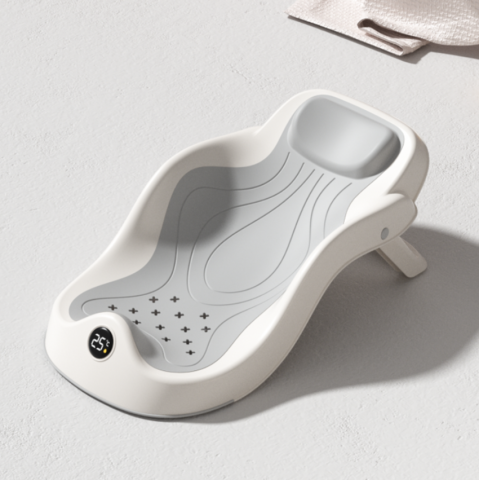 Cadita pentru Bebelusi cu Suport si Termometru Digital, 60 x 30 cm, Indicator Temperatura Apa, Design Ergonomic Antiderapant, Cadita Baie Nou-Nascuti si Copii [5]