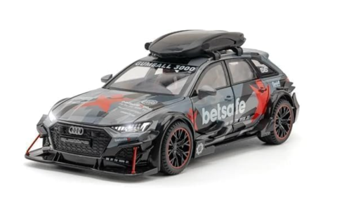 Masinute din Metal - Masina din Metal Audi RS6 Camo 1:32, 15 cm, Functie Pull Back, Usile Capota si Portbagaj Deschizabile, Lumini si Sunete, Automacheta Audi RS6