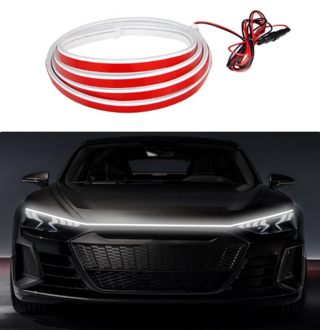 Accesorii Auto - Banda LED Auto pentru Grilă Frontală – 180 cm, Rezistentă la Apă, Alb Rece – Upgrade Vizual pentru Mașina Ta