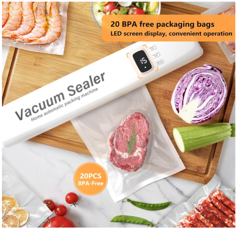 Aparat de Sigilat si Vidat Pungi, Vacuum Sealer Automat, pentru Alimente (Carne, Legume, Cereale), Protectie Supraincalzire, 33x7 cm [1]