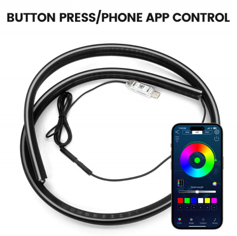 Banda LED Ambient Auto 150 cm – Control din Aplicație, Lumină Dinamică Multicoloră, Sincronizare Muzică & Voce, Montare Discretă la Bord-Parbriz – Kit complet inclus pentru instalare ușoară [4]