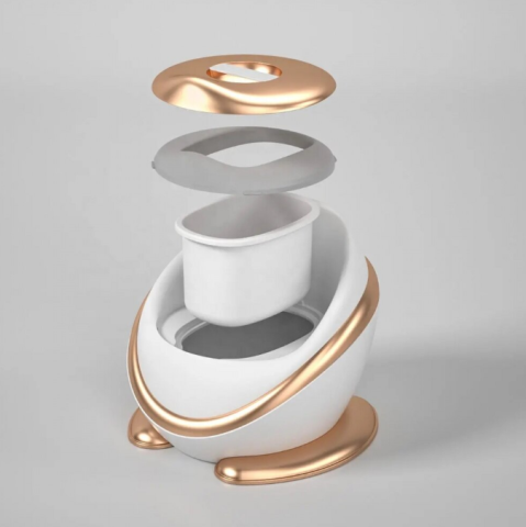 Olita Copii cu Spatar Ergonomic si Colac Moale din Spuma PU, Vas Detasabil, Baza Antiderapanta, Protectie Anti-Stropire, Design Capsula Spatiala [3]