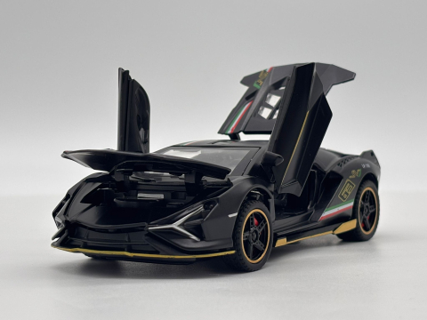Automachetă Lamborghini Sian, din Metal, 1:32, Funcție Pull-Back, Uși și Capotă Deschizătoare, Sunete și Lumini, 16 cm [6]