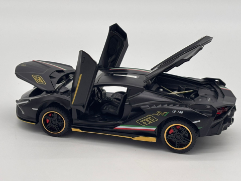 Automachetă Lamborghini Sian, din Metal, 1:32, Funcție Pull-Back, Uși și Capotă Deschizătoare, Sunete și Lumini, 16 cm [11]