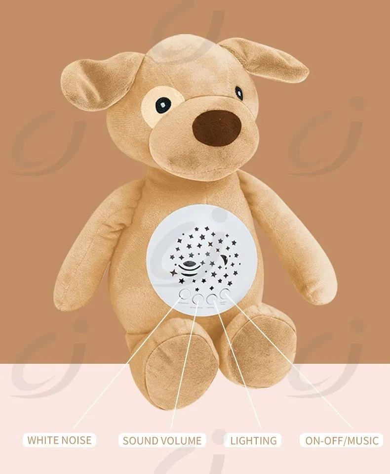 Ursuleț și Cățel Muzical cu Proiecție de Stele, 25 cm, Lumină si Muzica Calda, Funcționează pe Baterii [13]