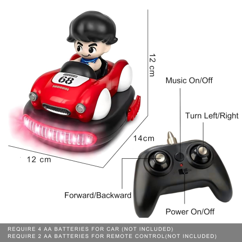 Set 2 Mașinuțe cu Telecomandă – Sunete și Lumini, Control pentru 2 Jucători, Roșie și Albastră,360° Drift, Multiplayer [9]