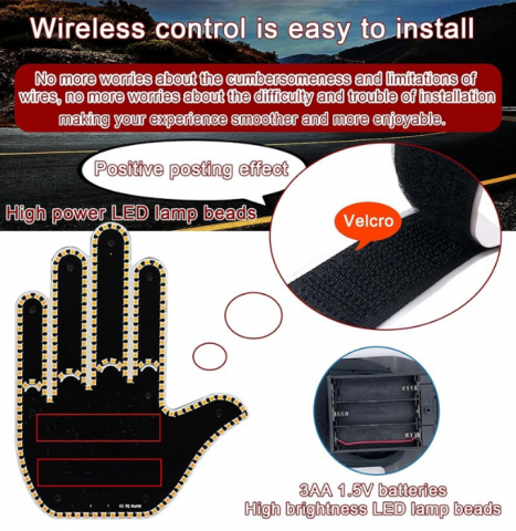 Mana Lumină LED cu Emoji și Gesturi pentru Lunetă – Control Wireless cu Telecomandă, 14,5 cm, 12 Funcții Animate, cu Benzi Adezive pentru Montaj incluse [6]