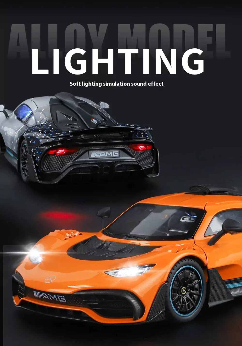 Automacheta Mercedes-Benz AMG One din Metal, 25 cm Usi si Elemente Mobile,Faruri, Stopuri si Bord Interior Luminate, Sunete Realiste, 25 cm, Volan Functional [2]