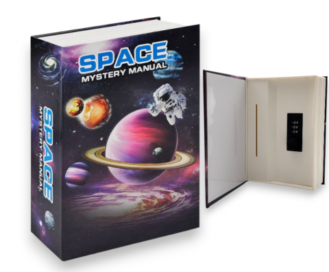 Jucarii interactive copii - Pusculita Secreta cu Cod – Design Carte “Space Mystery Manual”, Ideală pentru Economii Discrete