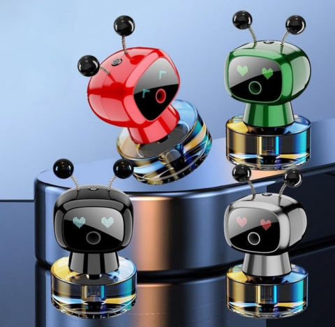 Odorizant Auto Design Robot – Reîncărcabil, Ochi Animati, Parfum Inclus, Fixare pe Bord cu Bandă Specială inclusa [6]