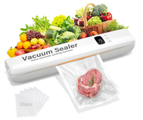 Gadgeturi și Electronice - Aparat de Sigilat si Vidat Pungi, Vacuum Sealer Automat, pentru Alimente (Carne, Legume, Cereale), Protectie Supraincalzire, 33x7 cm