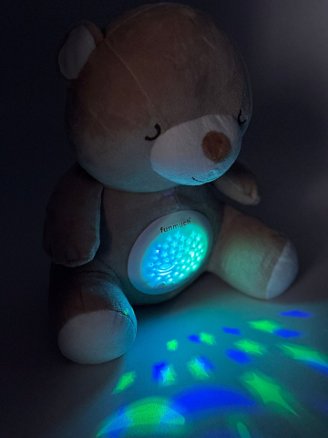 Ursuleț și Cățel Muzical cu Proiecție de Stele, 25 cm, Lumină si Muzica Calda, Funcționează pe Baterii [11]