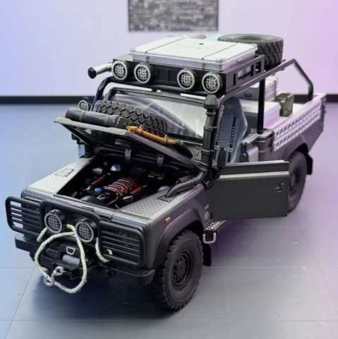 Masina din Metal Land Range Rover Defender 110 Tomb LE Pickup 1:24, 22 cm, Pull Back, Se Deschide Complet, Lumini si Sunete, Accesorii Incluse [4]