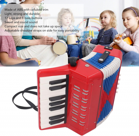 Acordeon Copii cu Clape, iStan, 23 x 38 cm - Rosu [4]