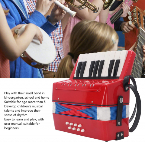 Acordeon Copii cu Clape, iStan, 23 x 38 cm - Rosu [3]