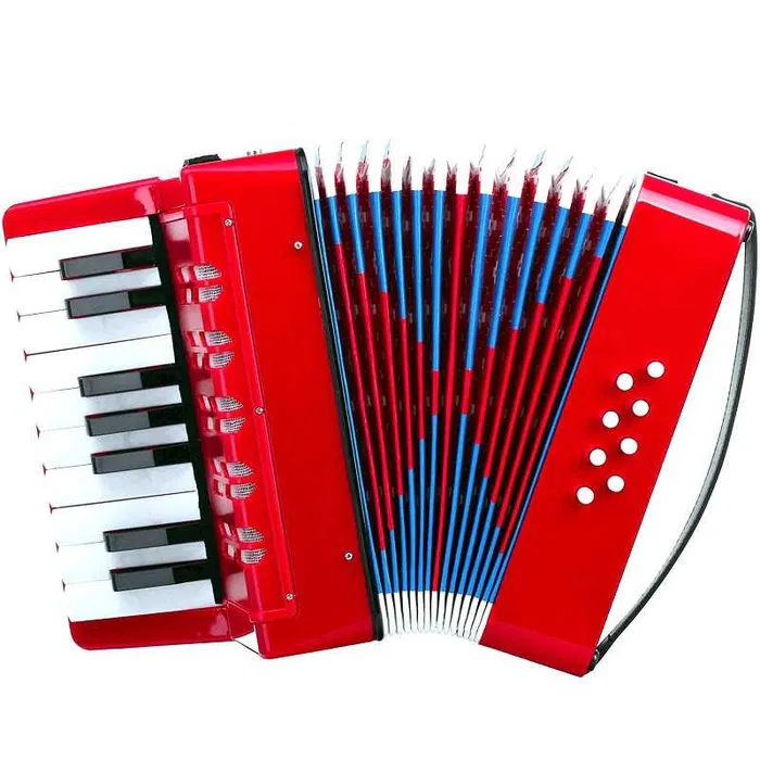 Instrumente muzicale de jucarie - Acordeon Copii cu Clape, iStan, 23 x 38 cm - Rosu