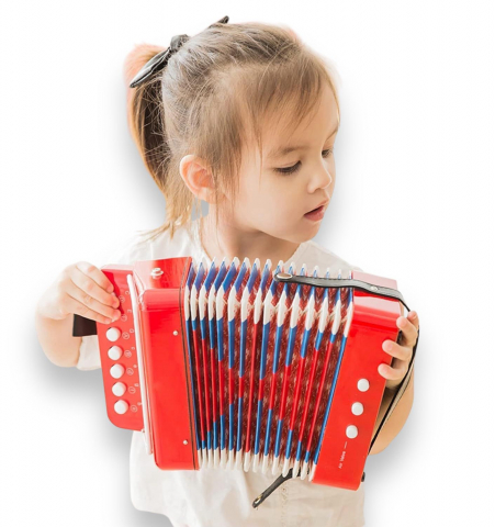 Instrumente muzicale de jucarie - Acordeon Copii, iStan, 18 x 35cm - Rosu