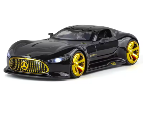 Automachetă Mercedes-Benz AMG GT Vision (Batmobile) din Metal, 15 cm, Funcție Pull-Back, Uși și Eleron Deschizătoare, Lumină și Sunet