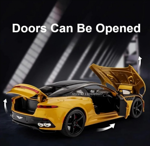 Automacheta Aston Martin DB V12, din Metal, 20 cm – Cu Lumini, Sunete, Funcție Pull-Back și Elemente Mobile [3]