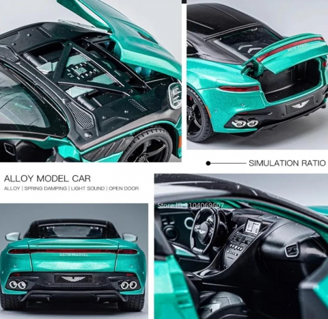 Automacheta Aston Martin DB V12, din Metal, 20 cm – Cu Lumini, Sunete, Funcție Pull-Back și Elemente Mobile [4]