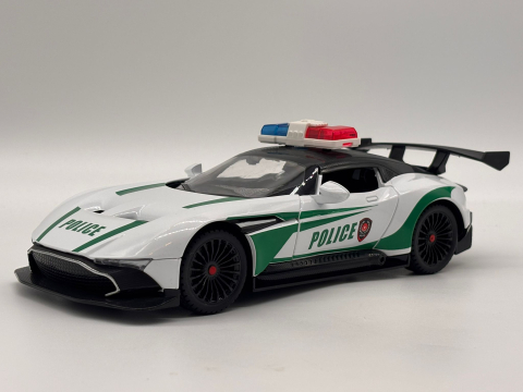 Automachetă Aston Martin Valkyrie Poliție, din Metal, 1:24, 20 cm, Funcție Pull-Back, Elemente Mobile, Sunete și Lumini [6]