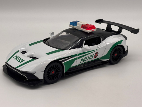 Automachetă Aston Martin Valkyrie Poliție, din Metal, 1:24, 20 cm, Funcție Pull-Back, Elemente Mobile, Sunete și Lumini [7]