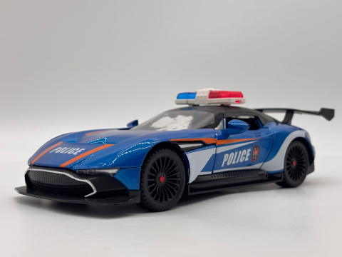 Automachetă Aston Martin Valkyrie Poliție, din Metal, 1:24, 20 cm, Funcție Pull-Back, Elemente Mobile, Sunete și Lumini [7]